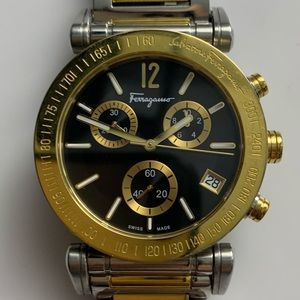 Mens Ferragamo chronograph stainless steel watch